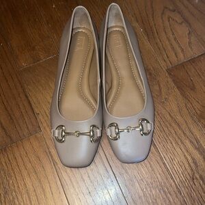 Nordstrom Rack Women’s Tan Ballet Flat with Gold Buckles